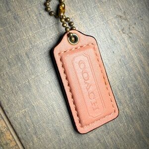 Coach Pink Leather Tag with Brass Ball Chain